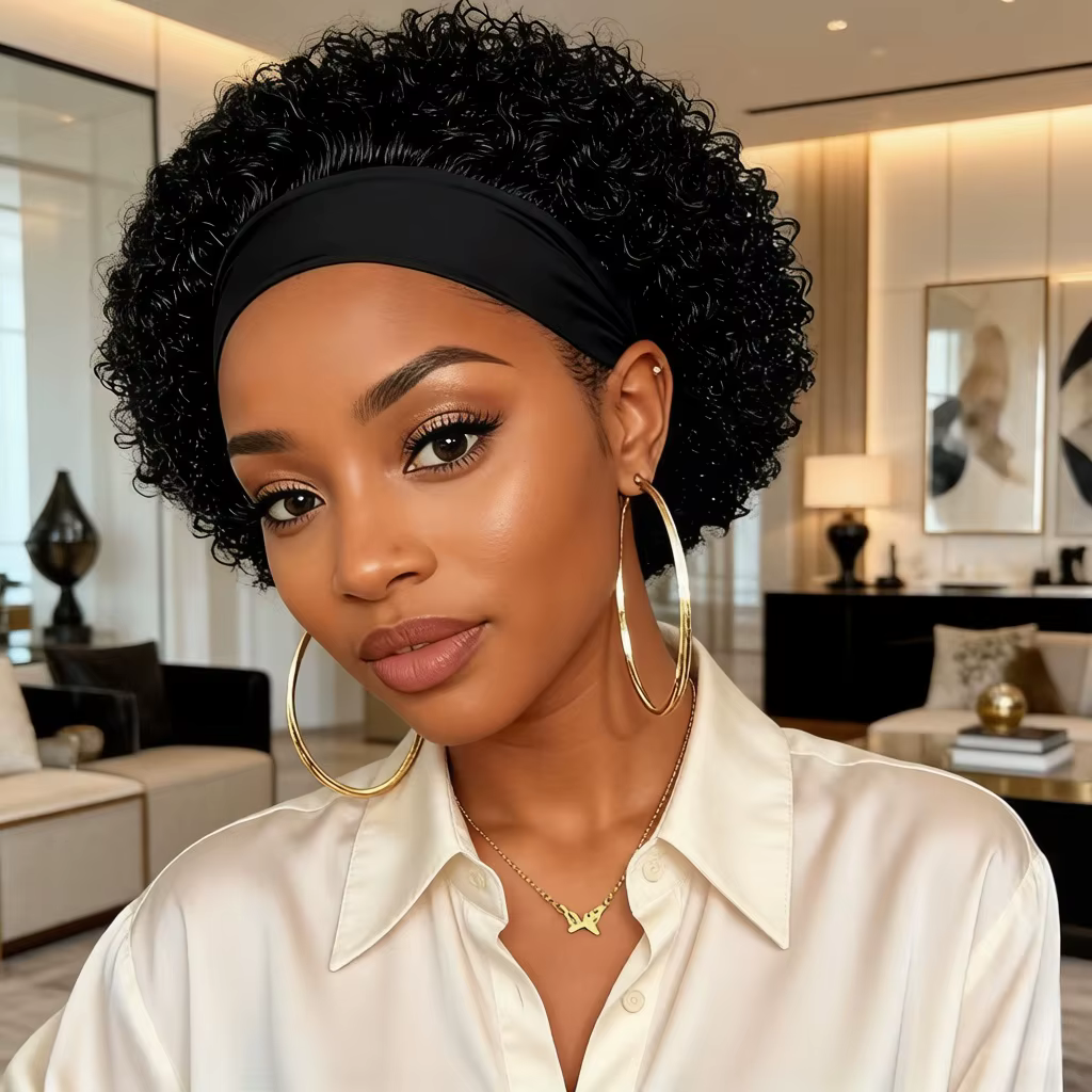 Perruque bandeau en cheveux naturels pour femme
