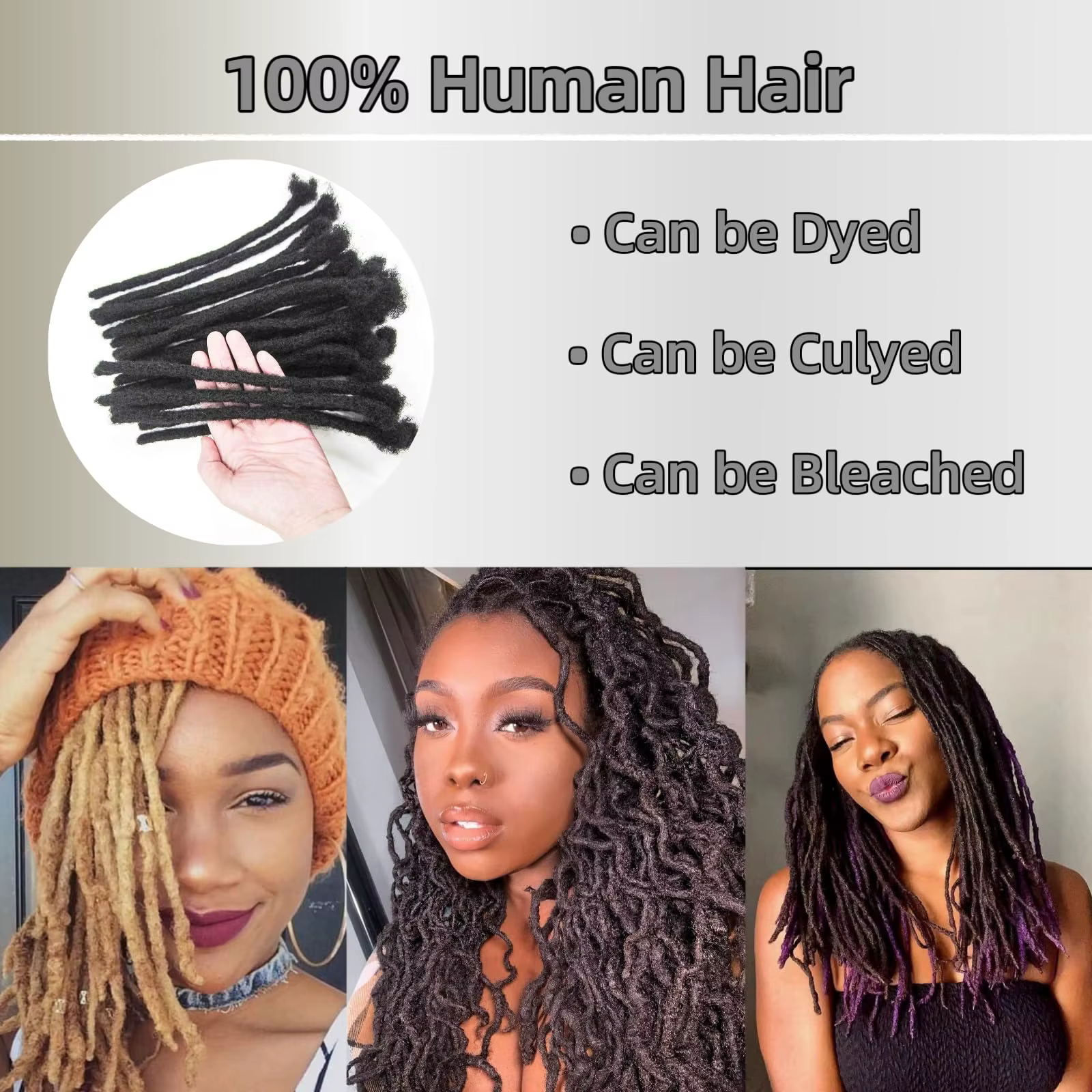 Extension Loc cheveux humains Locs 0.2 Cm d'épaisseur 14 pouces 30 brins