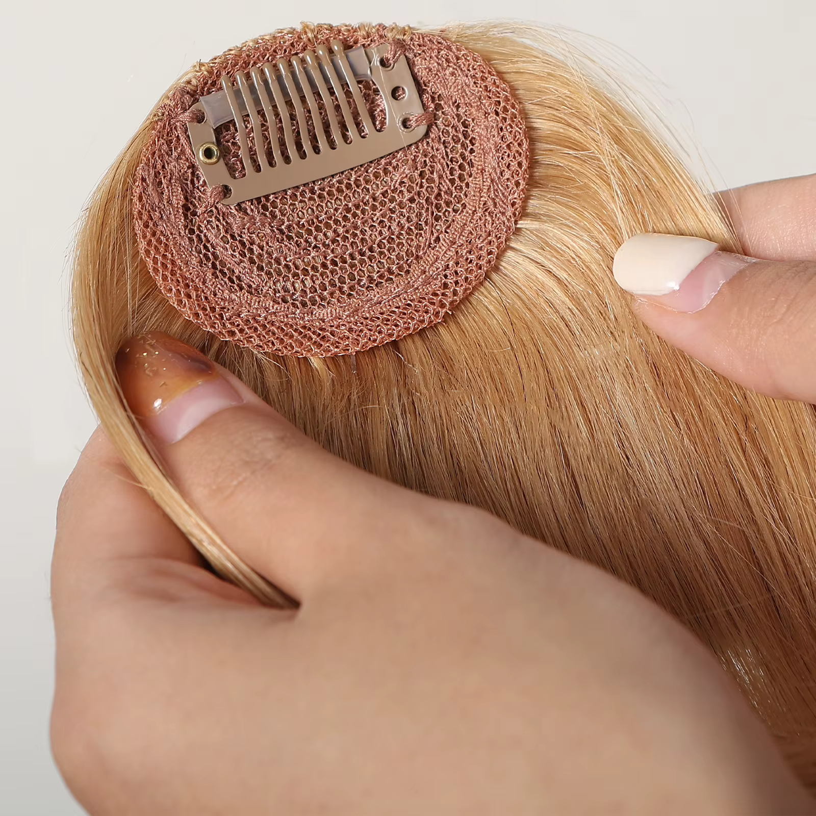 Cheveux humains frange postiche Clips pour femmes blond doré 100% Remy