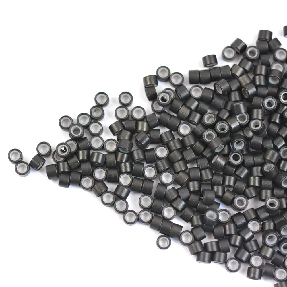 500 pièces 4.0x2.0x3.0mm anneaux d'extension de cheveux doublés de Silicone Micro maillons