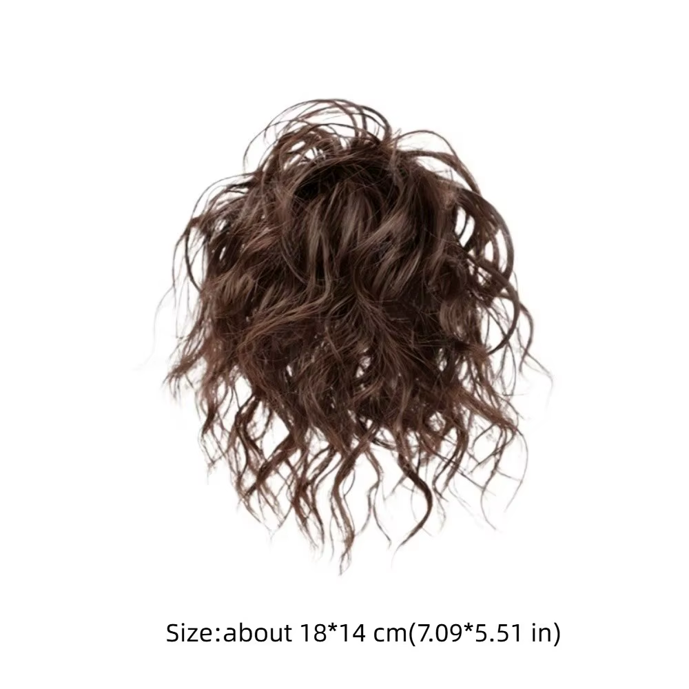 Nouvelle Perruque Synthétique Chignon Bandeau Cheveux Bouclés Marron Volumineux Postiche