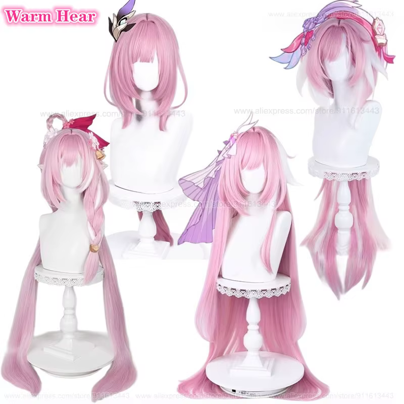 4 Styles Elysia jeu de cheveux synthétiques 80 cm/120 cm de Long rose Cosplay perruques avec oreilles