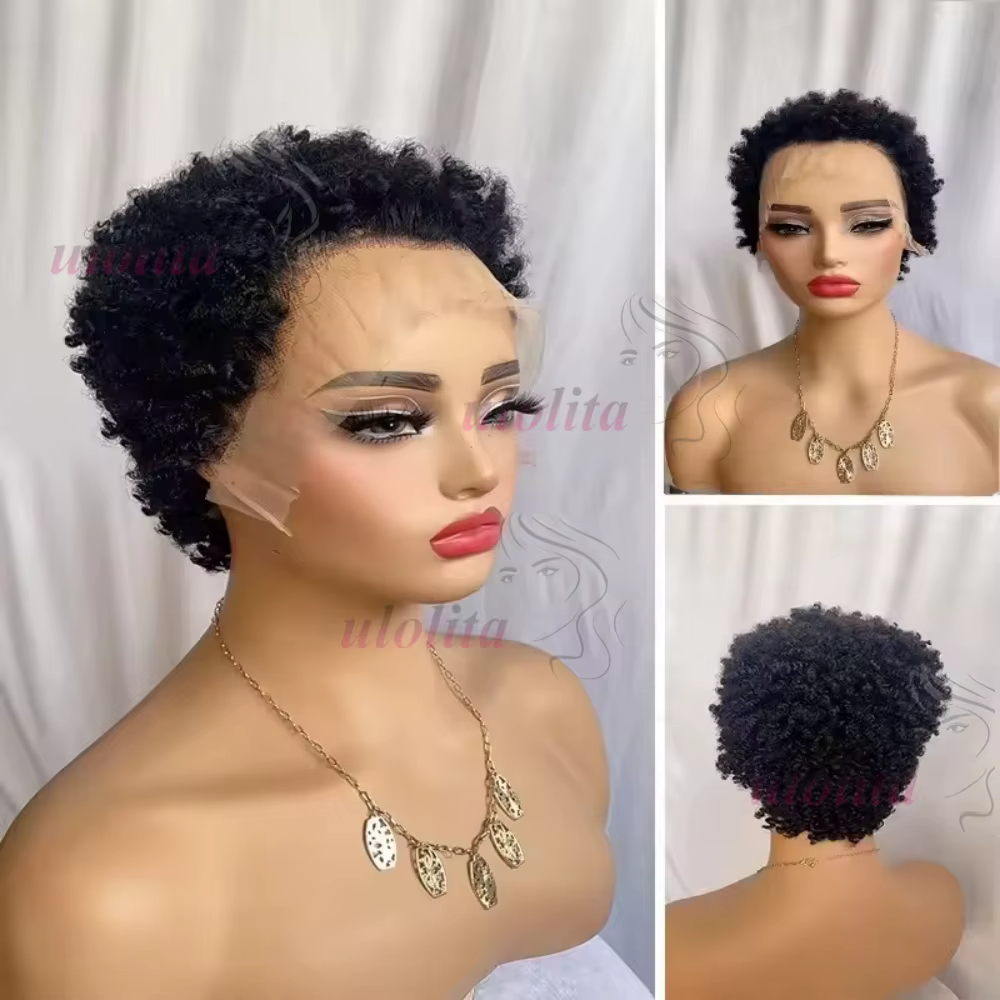 Perruque Courte Bouclée Naturelle en Cheveux Humains Premium 13x4 Lace Front