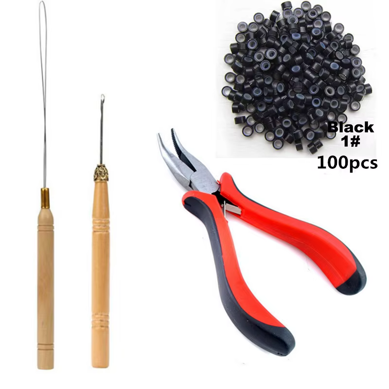 Kit d'outils d'extension de cheveux i-tip avec pince