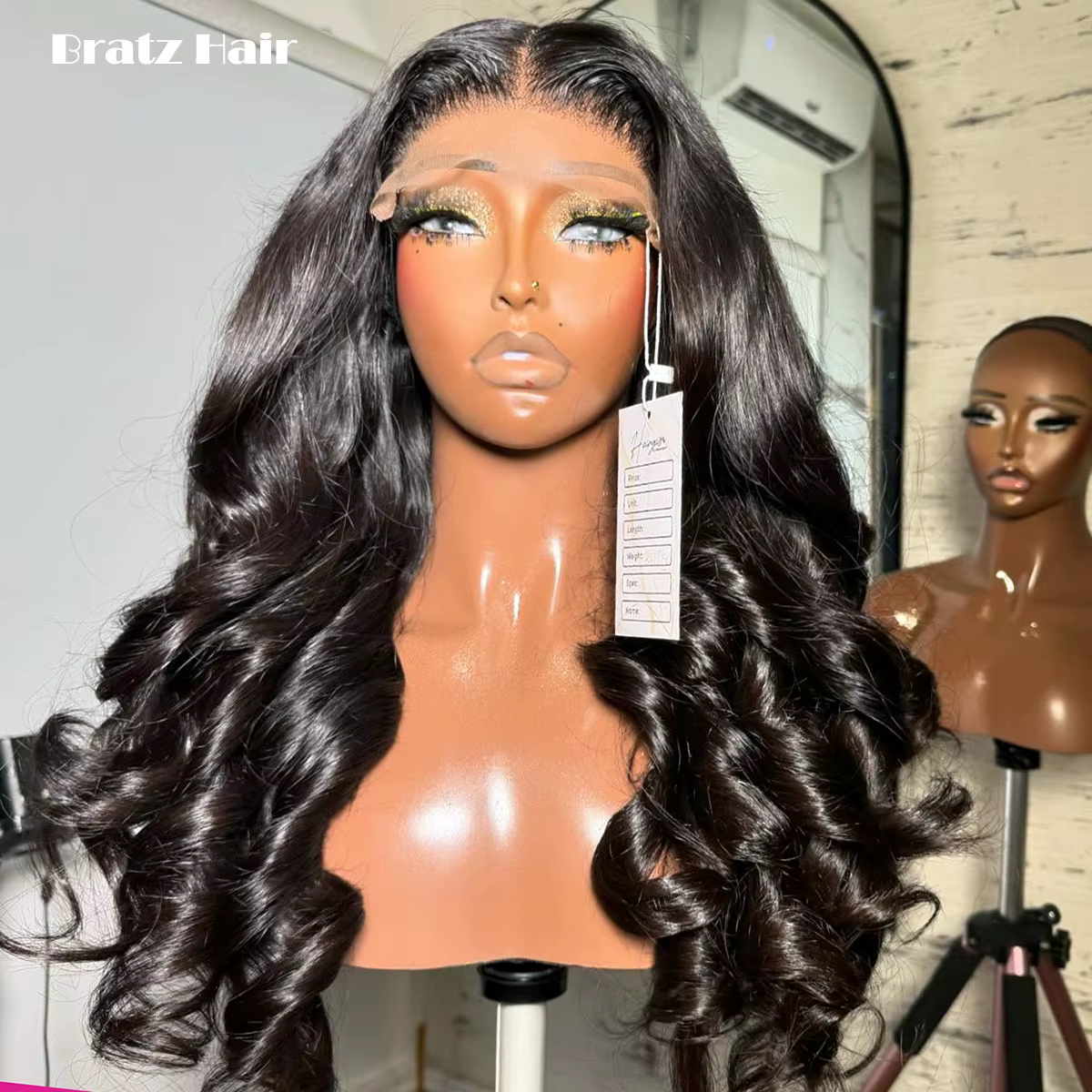 Perruque bouclée naturelle noire 5x5 en cheveux humains