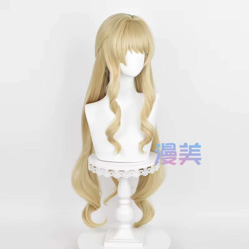 Fontaine Navia Cosplay perruque 95 cm lin or vague cheveux résistant à la chaleur synthétique cuir chevelu perruques