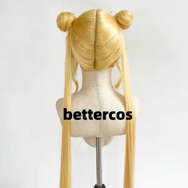 Serena Tsukino Usagi Cosplay perruque Annie 130 cm blond argent Double longue queue de cheval résistant à la chaleur