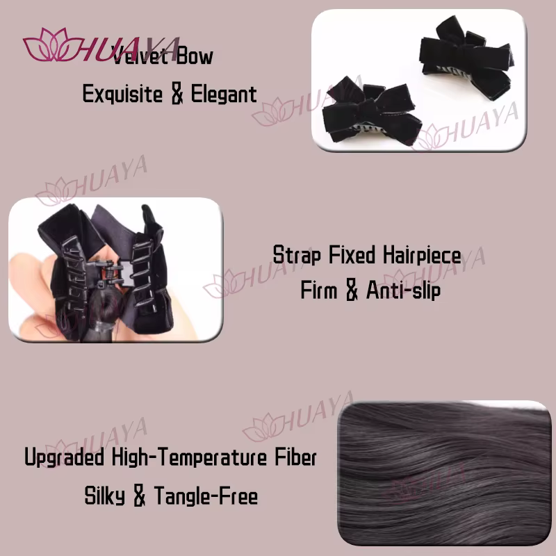 Pinces à cheveux en velours avec nœud et oreilles d'elfe