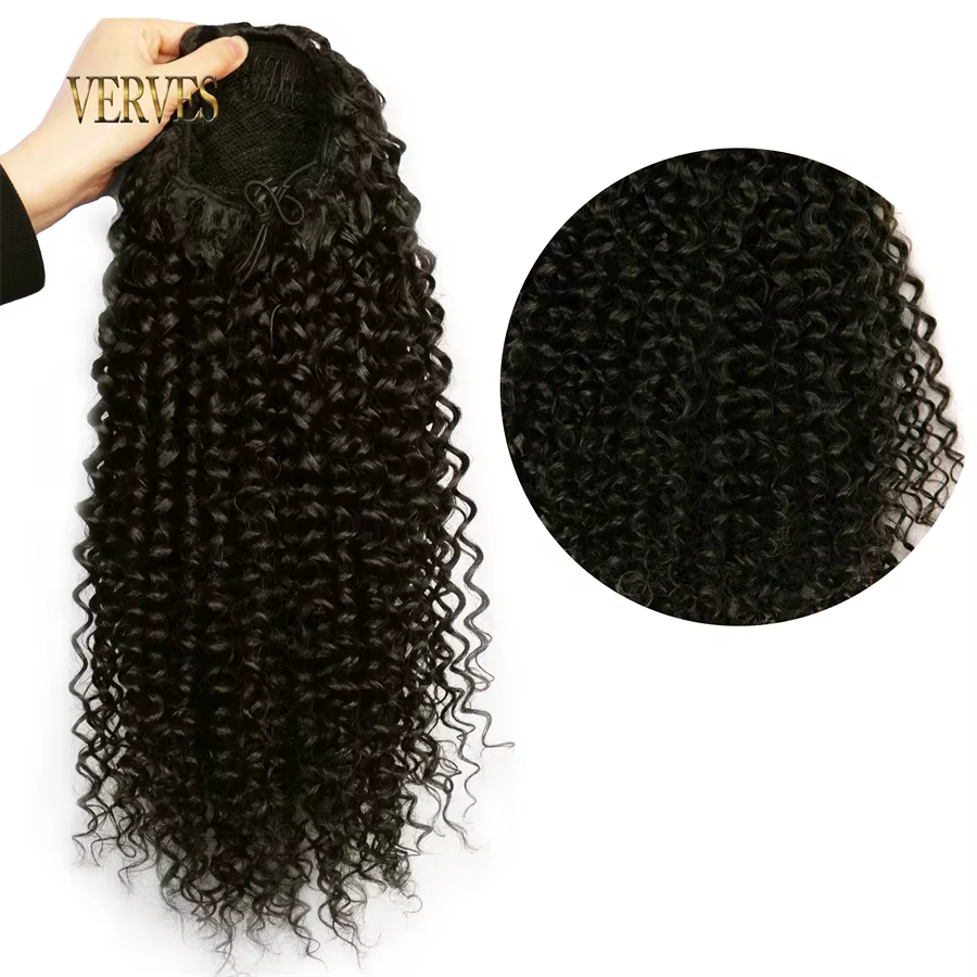 VERVES cordon synthétique bouffant queue de cheval Afro bouclés 16 pouces Extension de cheveux pince en Pontail