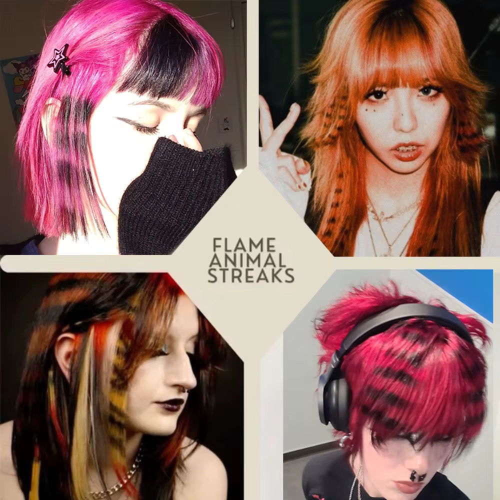 Extensions capillaires synthétiques colorées à clips imprimés à rayures