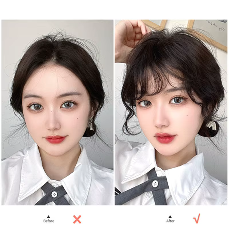 Extension de cheveux bouclés à frange d'air