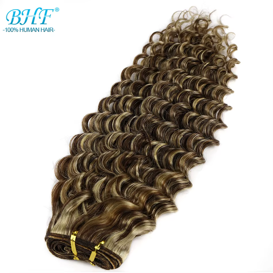 BHF vierge cheveux humains Bundle bouclés trame Extensions mettre en évidence Double dessiné