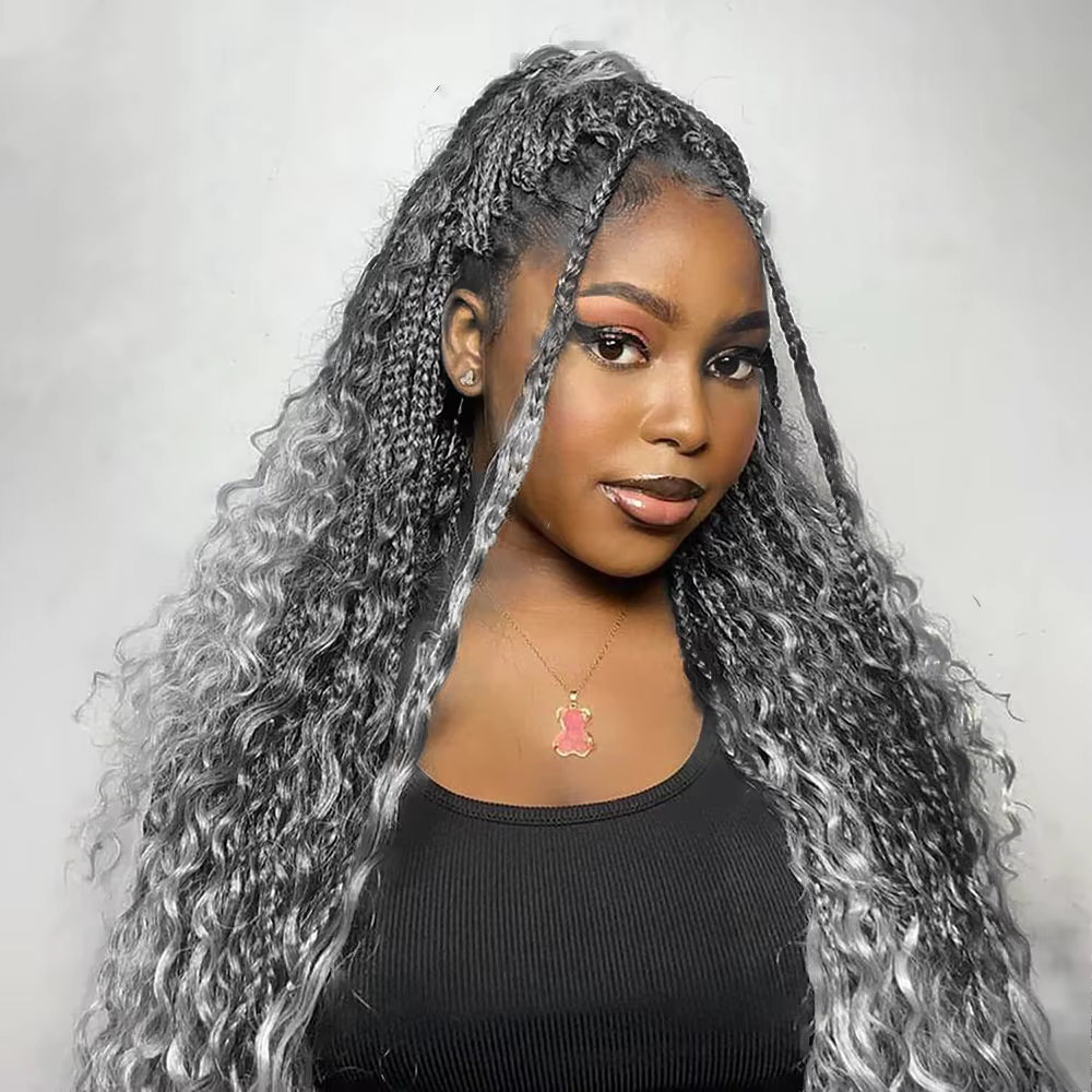 Gris vague profonde en vrac cheveux humains tressage blond gingembre bouclés