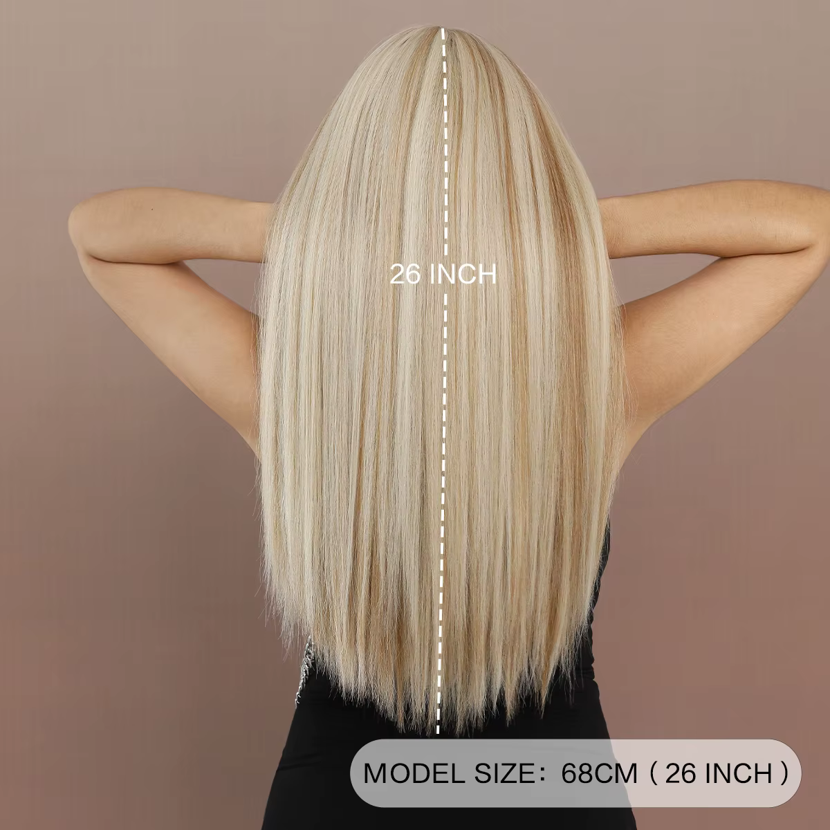 Perruque synthétique longue et lisse Blonde claire pour femmes