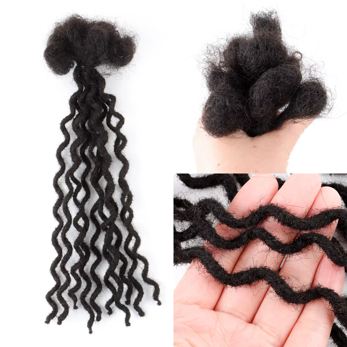 Extensions de dreadlocks bouclées faites à la main pour hommes et femmes
