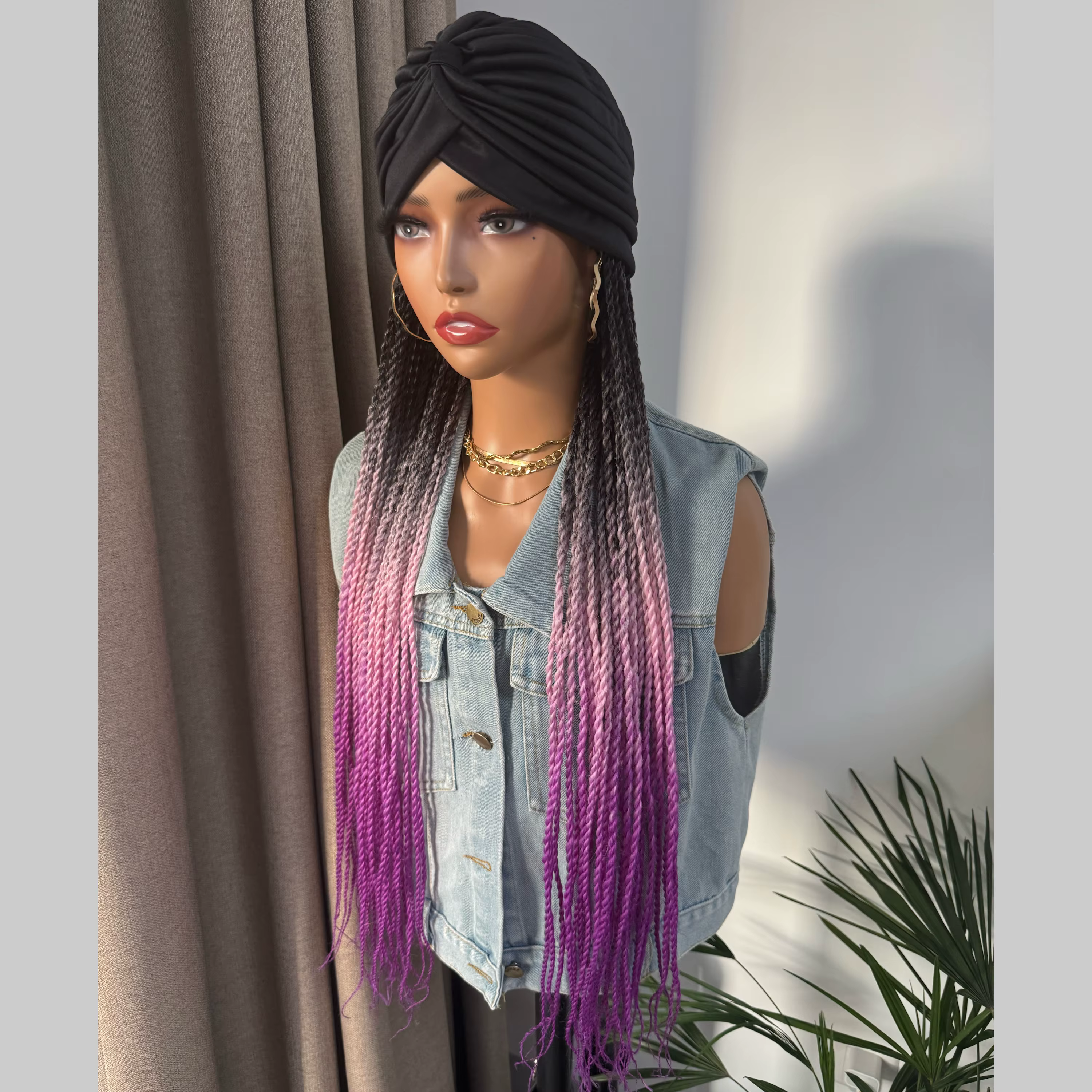 Perruque synthétique torsadée sénégalaise ombrée pour femme