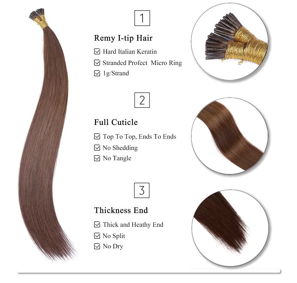 Kiikiigirl kératine pointe cheveux 100% Remy extensions humaines Fusion pour pointe d'ongle pleine tête cheveux brésiliens