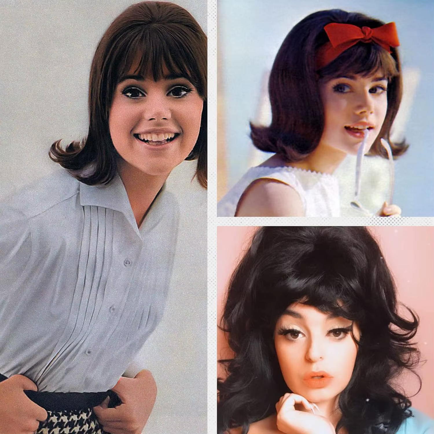 Perruque marron rétro 50S 60S 70S pour dames avec frange