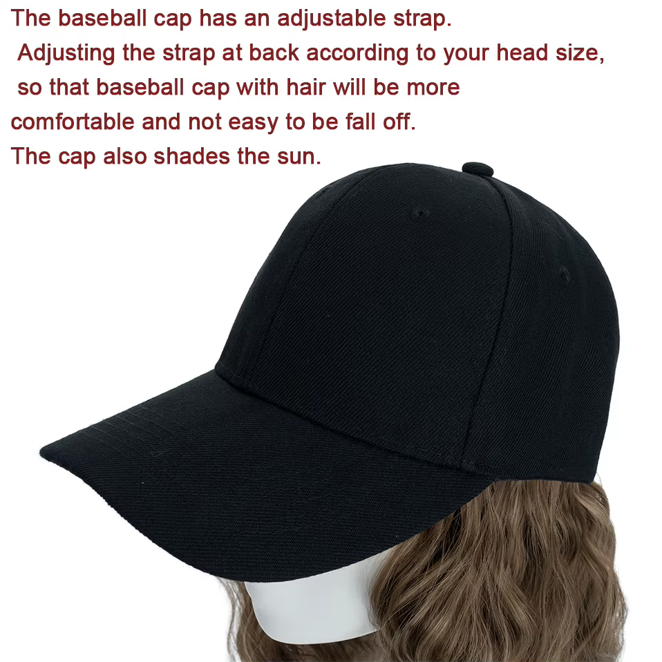Benehair chapeau perruque pour femmes 8 pouces vague casquette de baseball