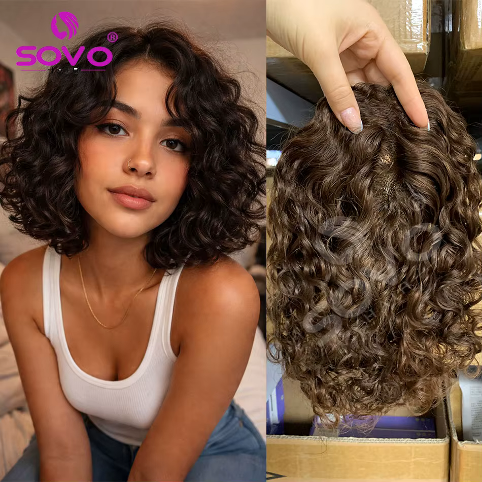 Topper de cheveux humains ondulés de 30 cm