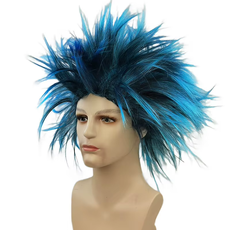 Perruque synthétique verticale à dégradé de couleurs mélangées, accessoire de performance, perruque colorée amusante, perruque pour fête de fin d'année