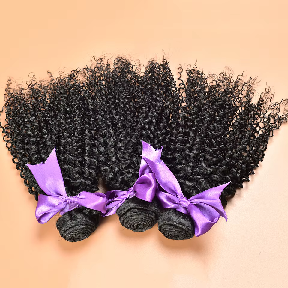 8-30 "Mongolien 100% Vierge Brut Afro Crépus Bouclés Cheveux Humains Bundles Deal Tissage 3/4 Bundle Offres Extension