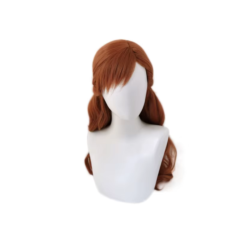 Anna Cosplay perruque princesse tressé longue marron ondulé résistant à la chaleur cheveux synthétiques Anime