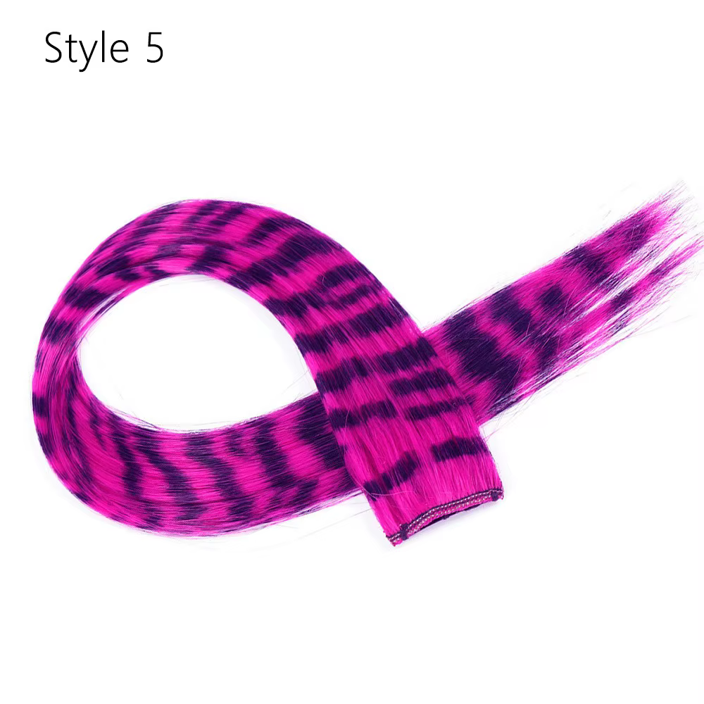 Extensions capillaires synthétiques lisses à clips imprimés à rayures