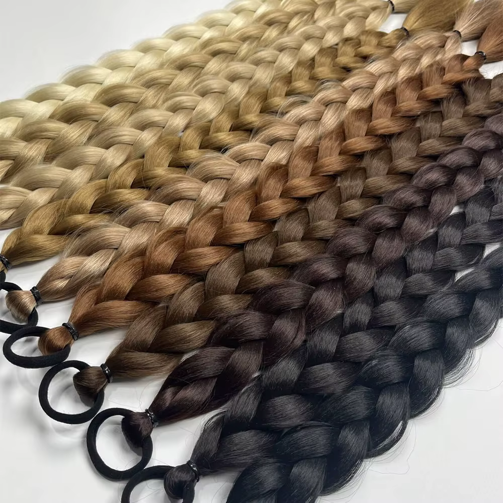 Extensions de queue de cheval tressées synthétiques postiche Blonde longue