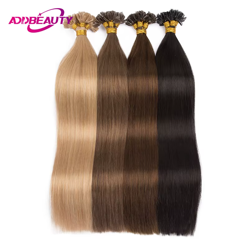 U pointe pointe d'ongle Extension de cheveux cheveux humains droite Blonde UTip Extension de cheveux humains Fusion naturelle cheveux humains kératine Remy cheveux