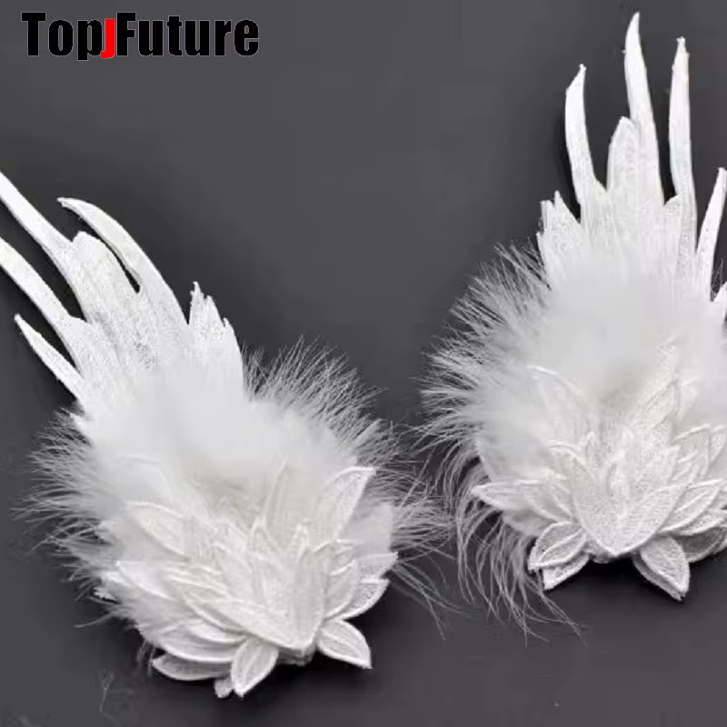 Pince à Cheveux Brodée en Plumes d'Ange