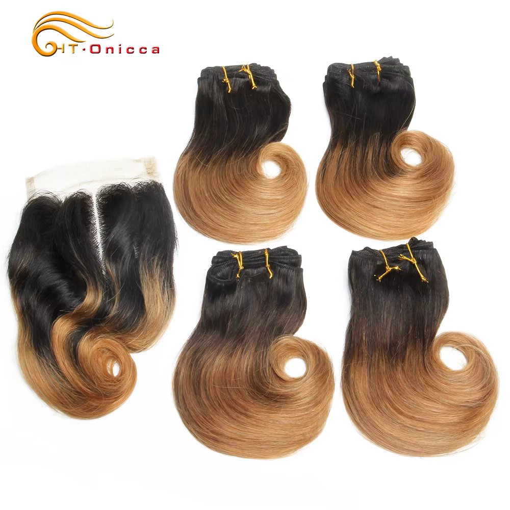 Paquets de cheveux humains bouclés rebondissants avec fermeture Extensions de tissage