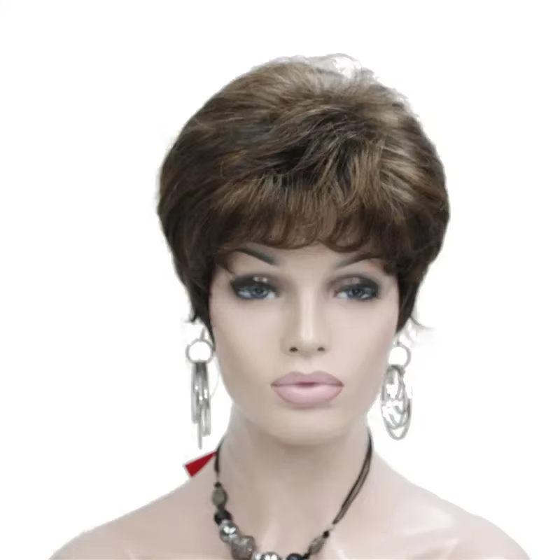 Perruque synthétique courte bouclée blonde/auburn pour femmes