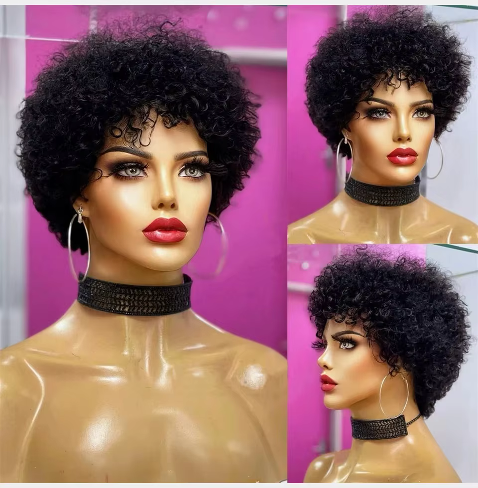 Grandes perruques rebondissantes Afro crépues bouclées pour les femmes noires pré plumées Machine perruque brésilienne