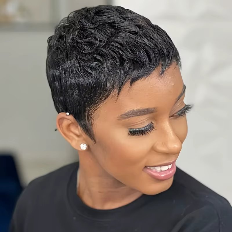 Perruque courte Elf en cheveux humains naturels
