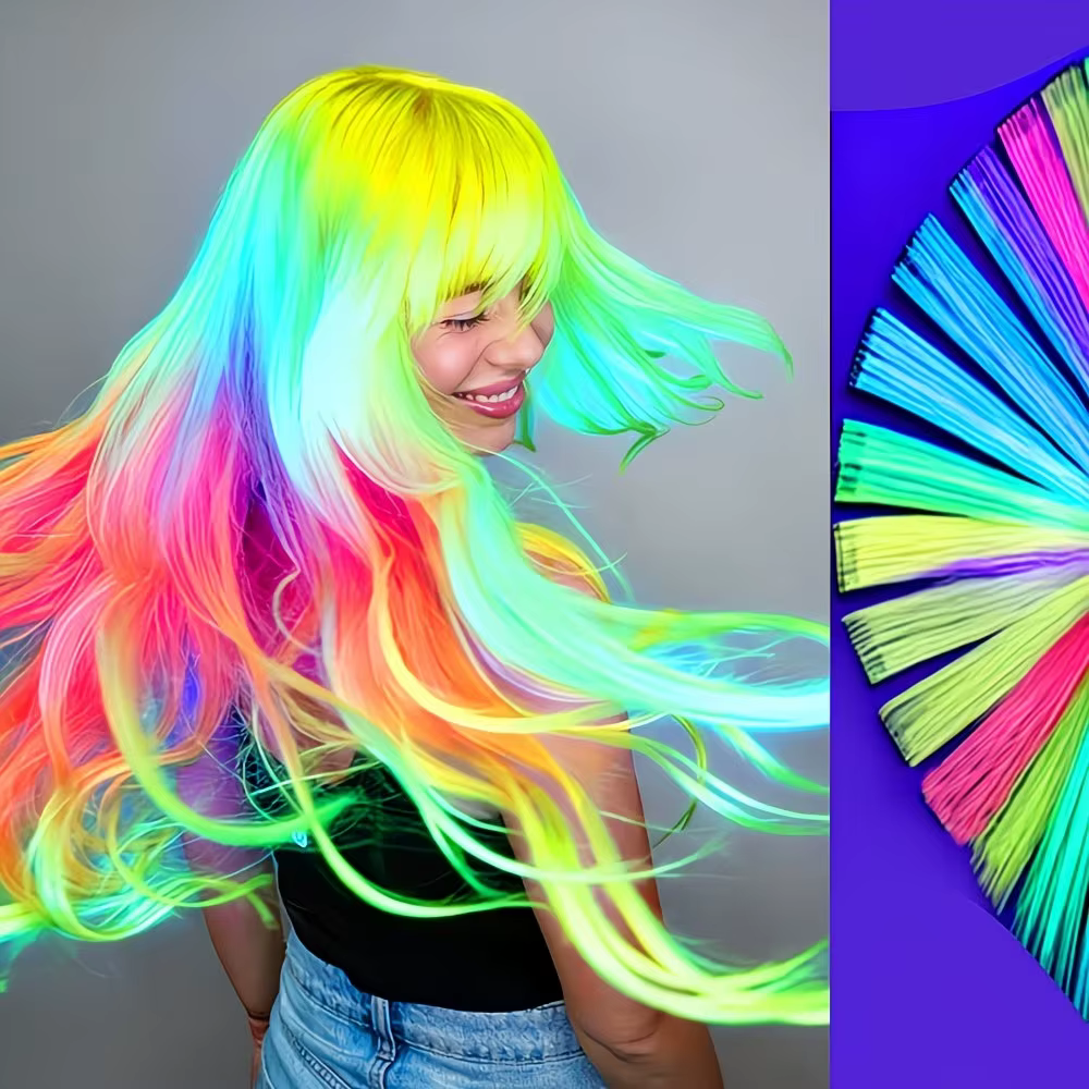 Extensions de cheveux qui brillent dans le noir