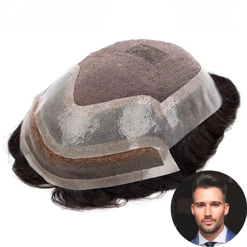 Perruque Toupet Swiss Lace Front pour Homme