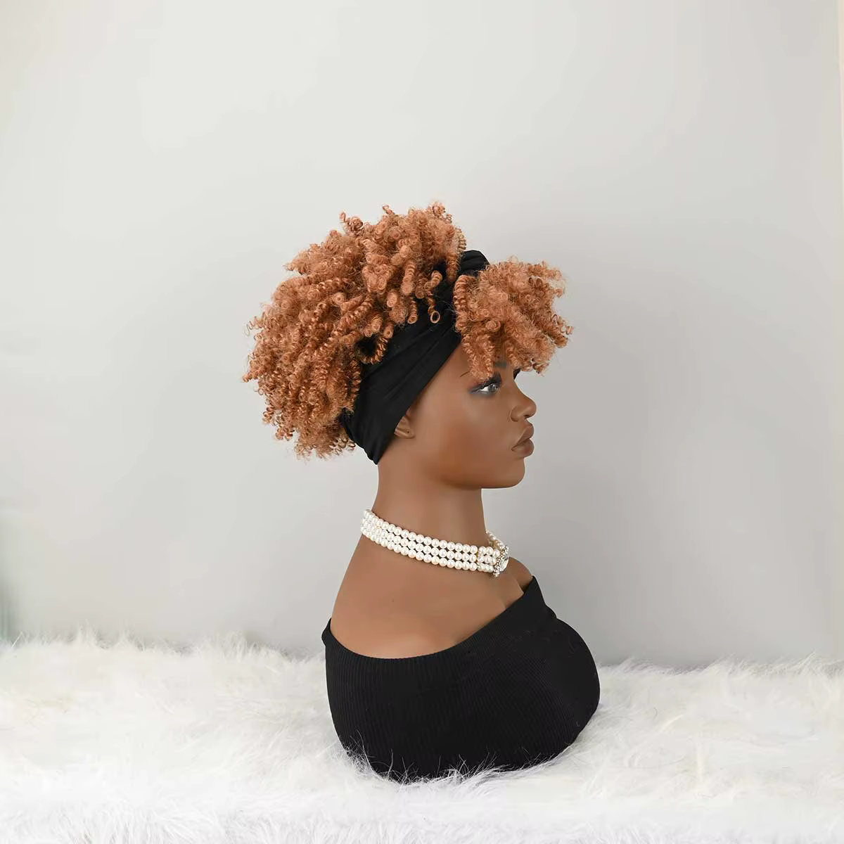 Perruque bandeau bouclée avec frange pour femme