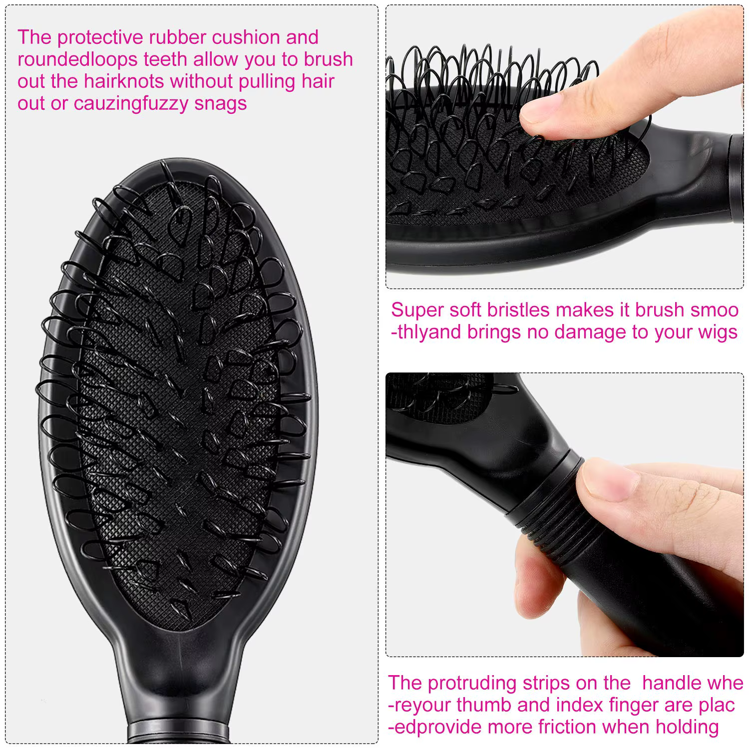 Ensemble de 3 brosses à perruque