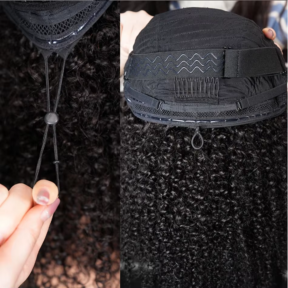 Perruque en cheveux humains bouclés afro naturels