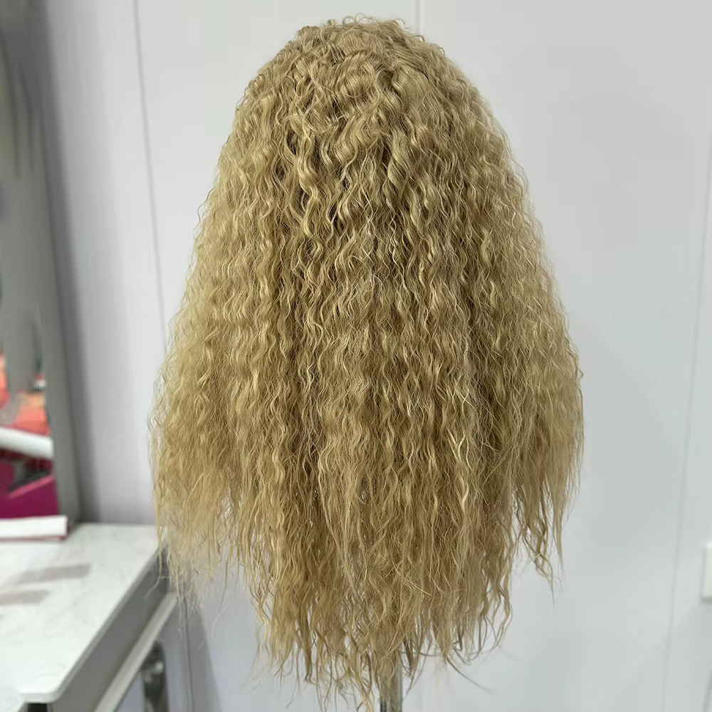 Perruque Lace Front Wig synthétique bouclée Blonde longue
