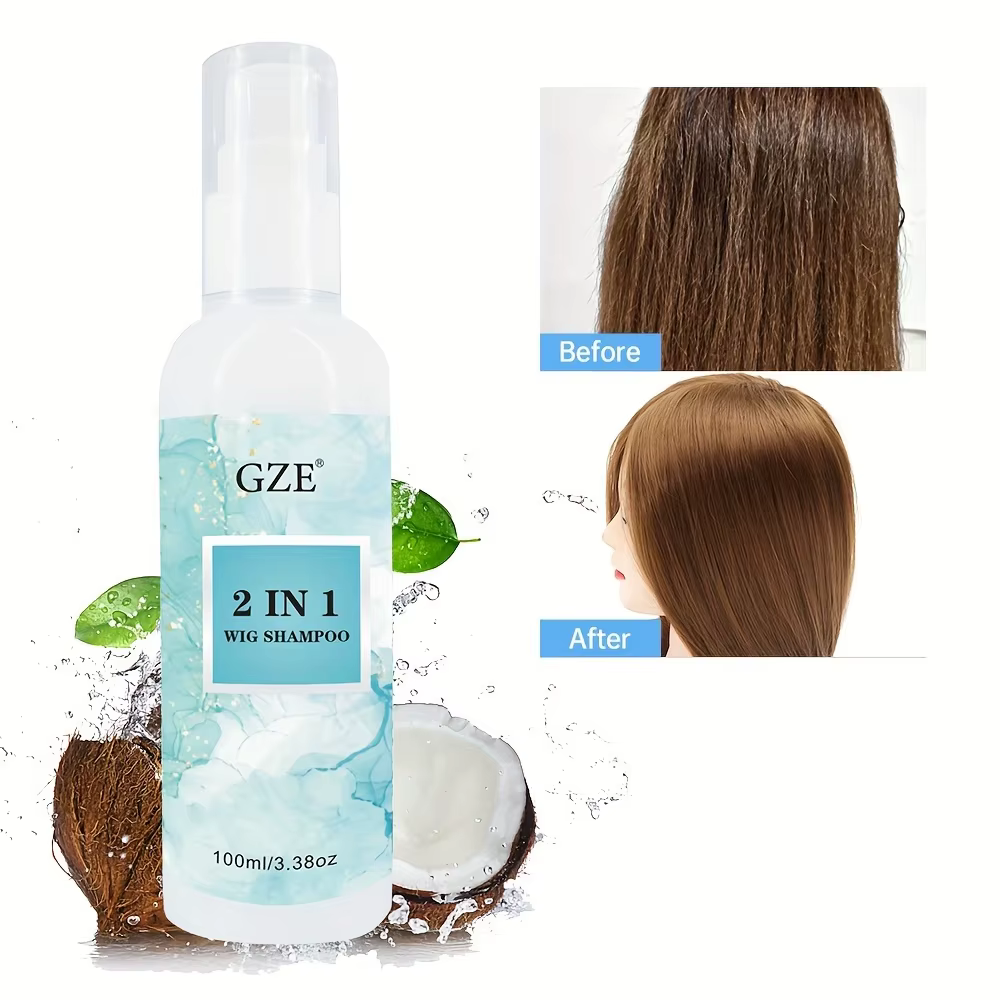 Shampoing pour perruque GZE 2 en 1 pour cheveux synthétiques