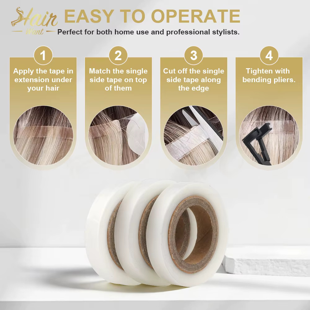 Ruban adhésif simple face pour extensions capillaires