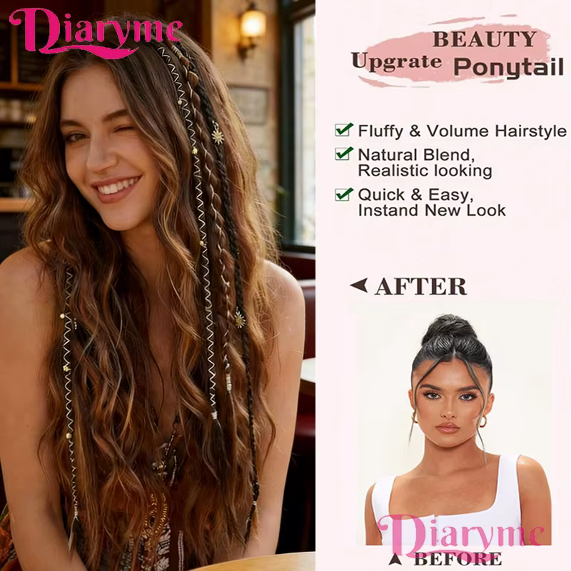 Extensions de cheveux synthétiques tressées à la main en forme de goutte d'eau