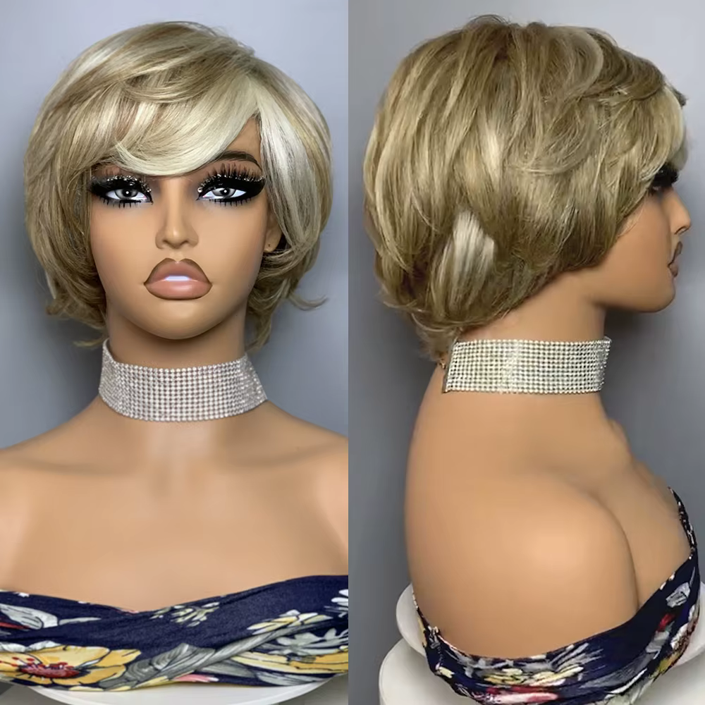 Perruque en cheveux humains ondulés sans lacet F8/60 #