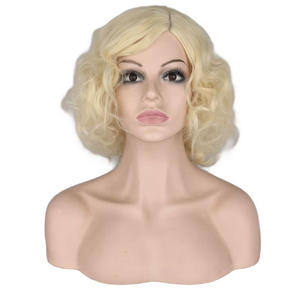 Perruque synthétique courte bouclée pour Cosplay