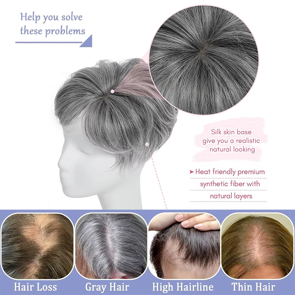 Perruques courtes pour femmes avec cheveux clairsemés