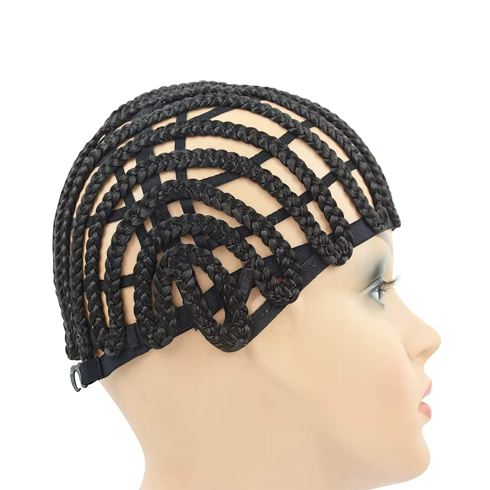 1 pièce de bonnet à perruque tressé noir pour la confection de perruques au crochet