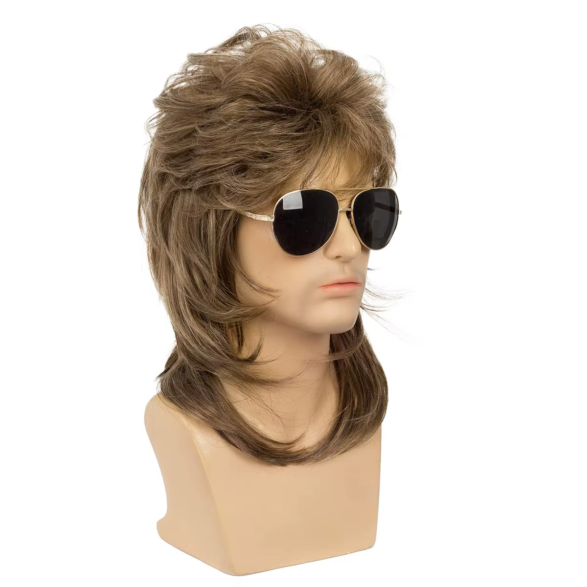 Perruques Mullet Synthétiques pour Hommes, Accessoire de Fête Fantaisie Noir pour Costumes Années 70 et 80, Perruque de Cosplay
