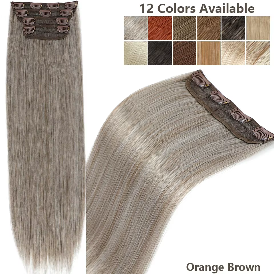 24 pouces 200 grammes M888 Ombre Blonde 27/613 4Clips dans les Extensions de cheveux raides Bio résistant à la chaleur doux Nature postiches synthétiques
